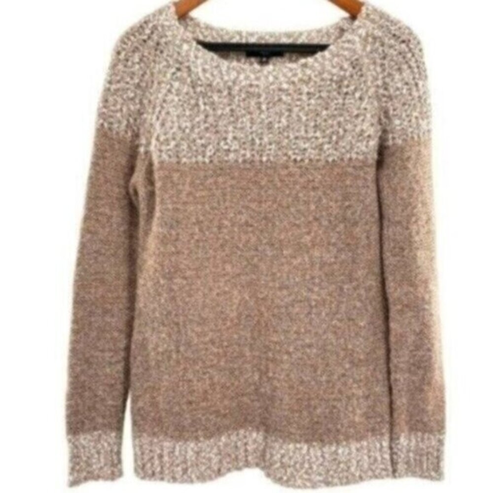 Fate Clairina Women's Textured Teddy Knit Taupe Crewneck Sweater